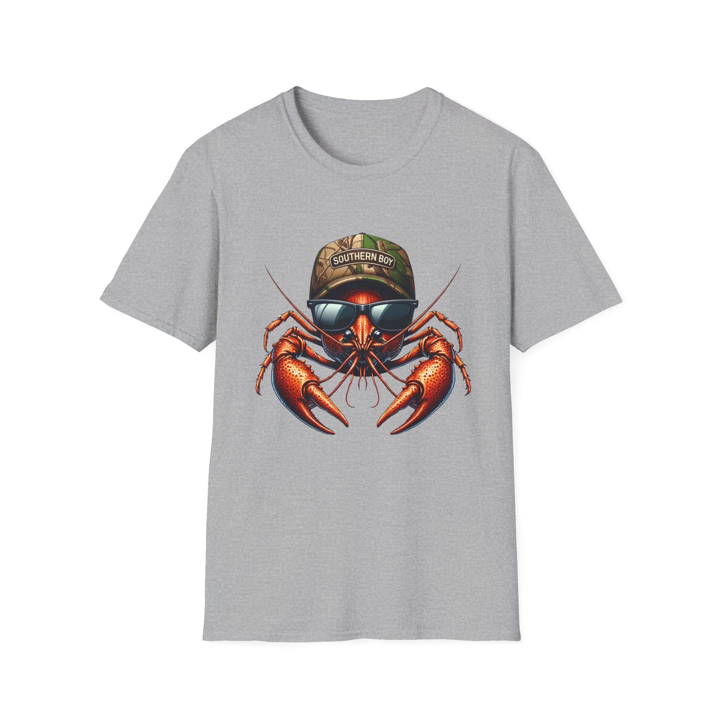 Southern Boy Crawfish Unisex Short Sleeve T-Shirt, Front Design
