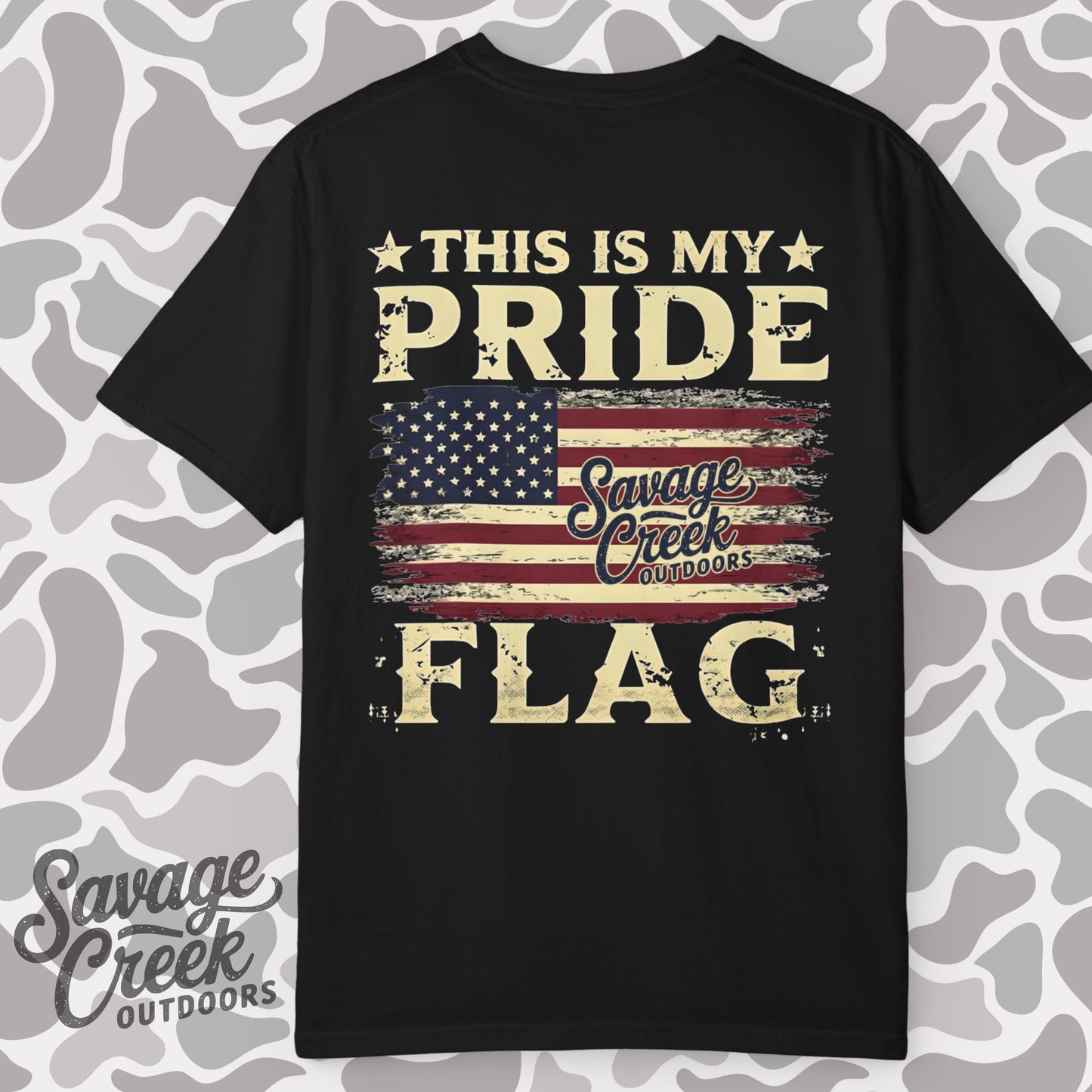 Savage Creek Outdoors Pride Flag Unisex Short Sleeve T-Shirt With Back Design
