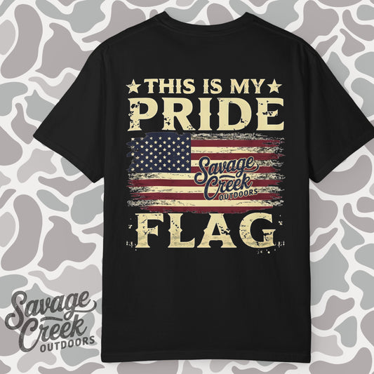 Savage Creek Outdoors Pride Flag Unisex Short Sleeve T-Shirt With Back Design