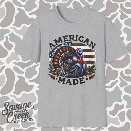 American Made Tom Turkey Patriotic Unisex Short Sleeve T-Shirt, Front Design