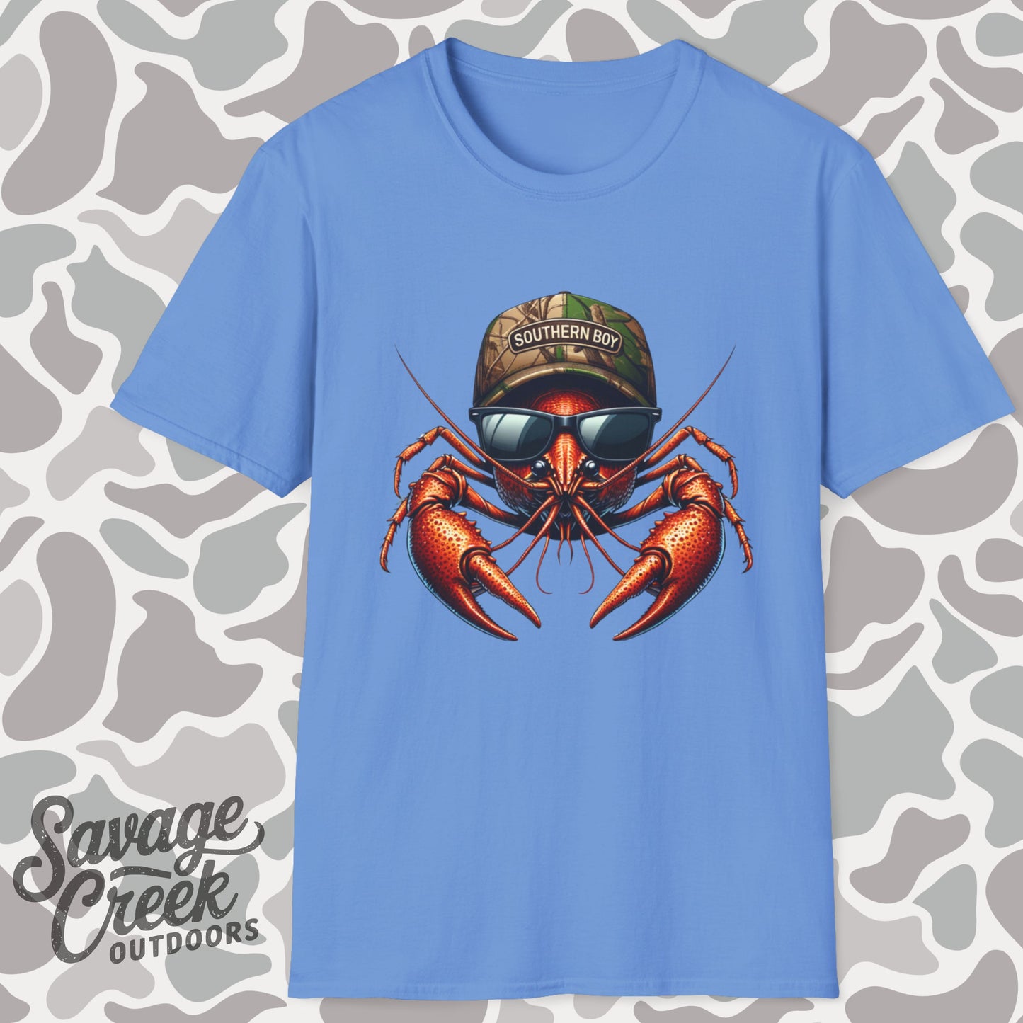 Southern Boy Crawfish Unisex Short Sleeve T-Shirt, Front Design
