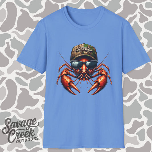 Southern Boy Crawfish Unisex Short Sleeve T-Shirt, Front Design