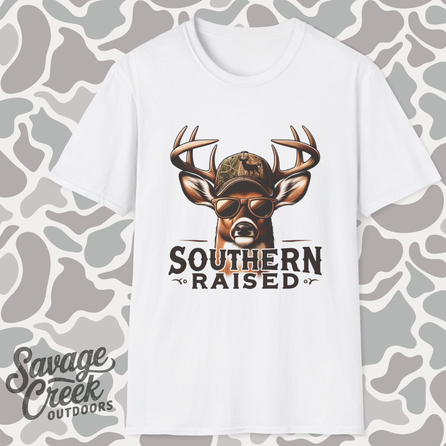 Southern Raised Whitetail Buck Unisex Short Sleeve T-Shirt, Front Design