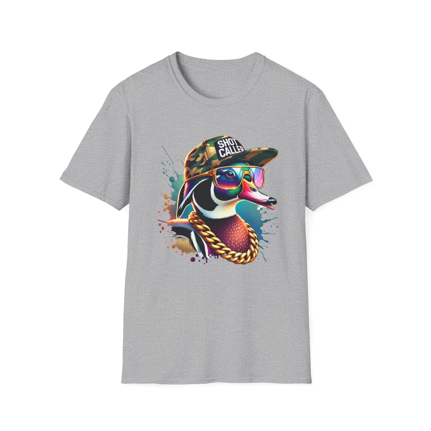 Shot Caller Camo Hat Wood Duck Unisex Short Sleeve T-Shirt, Front Design