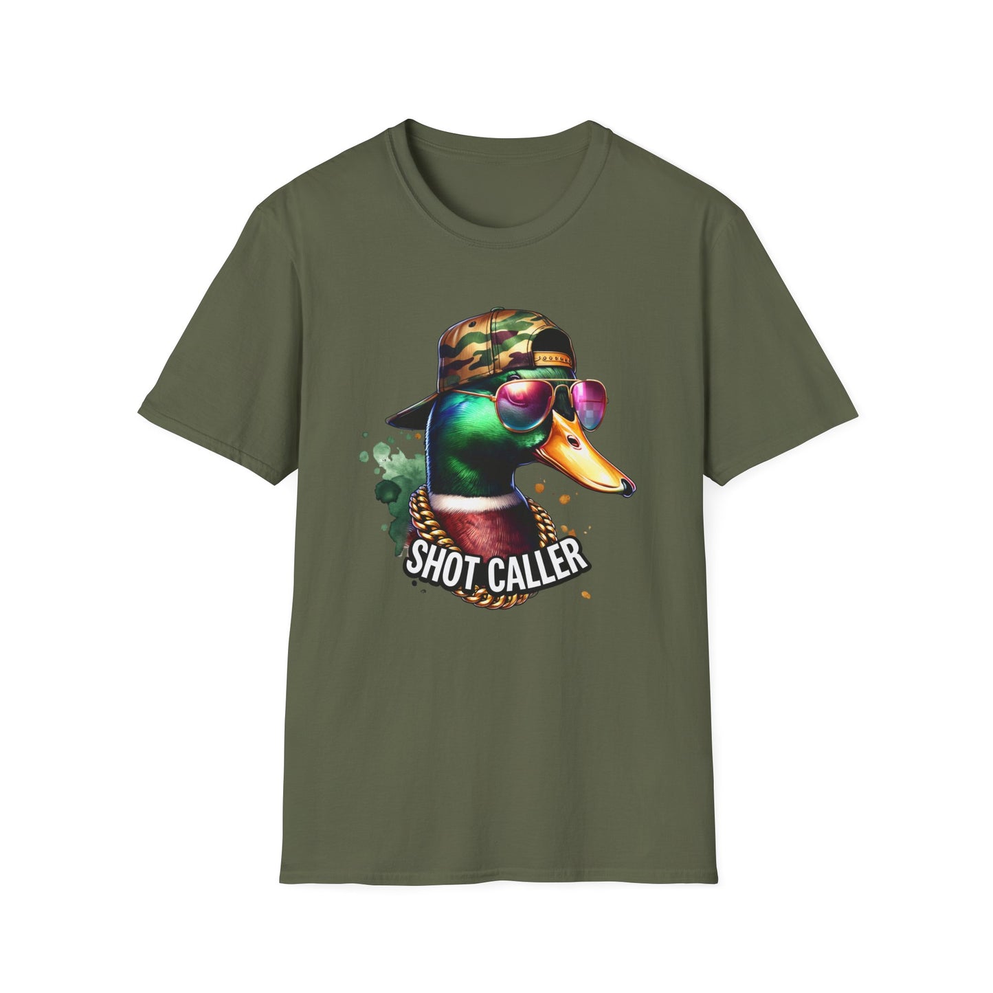 Shot Caller Mallard Duck Camo Hat Unisex Short Sleeve T-Shirt, Front Design
