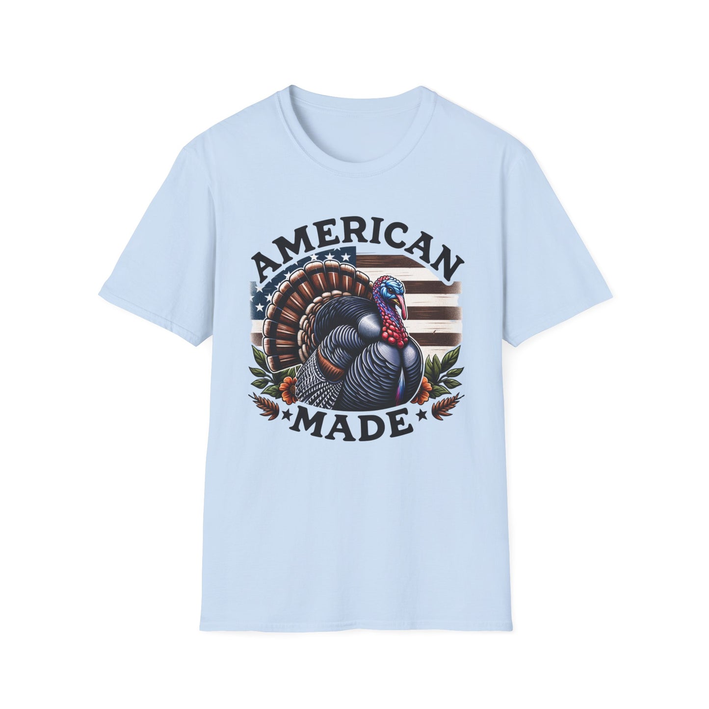 American Made Tom Turkey Patriotic Unisex Short Sleeve T-Shirt, Front Design