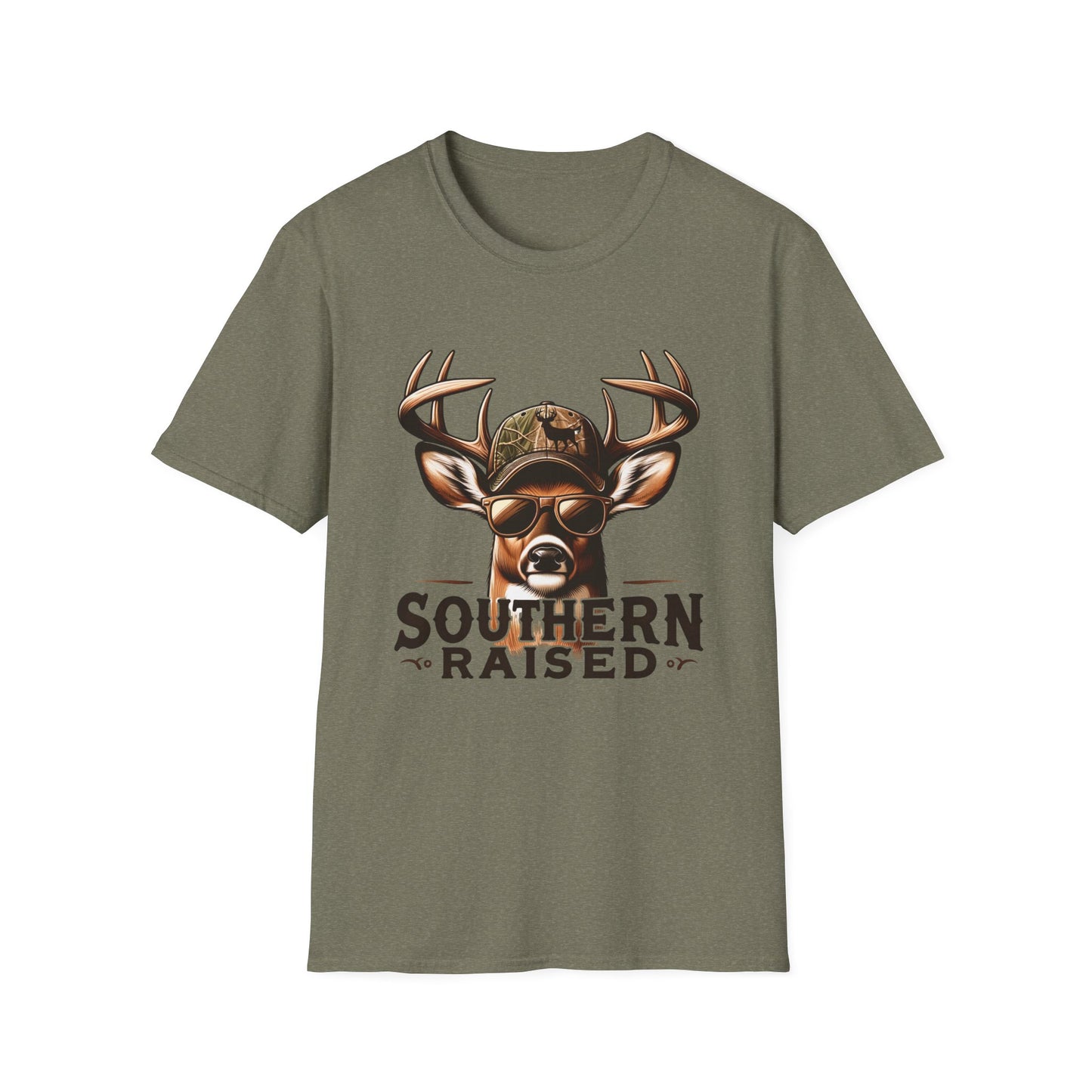 Southern Raised Whitetail Buck Unisex Short Sleeve T-Shirt, Front Design