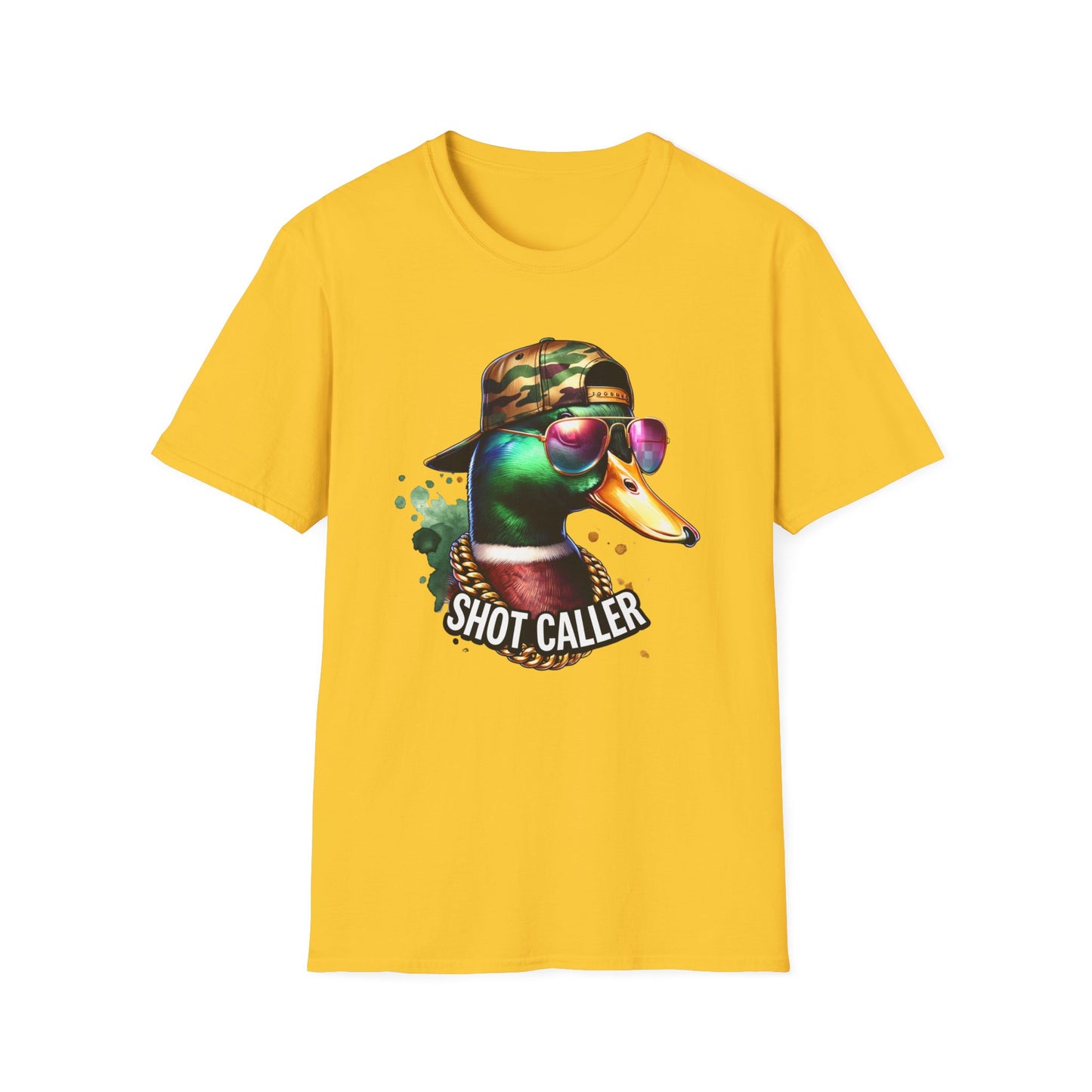 Shot Caller Mallard Duck Camo Hat Unisex Short Sleeve T-Shirt, Front Design