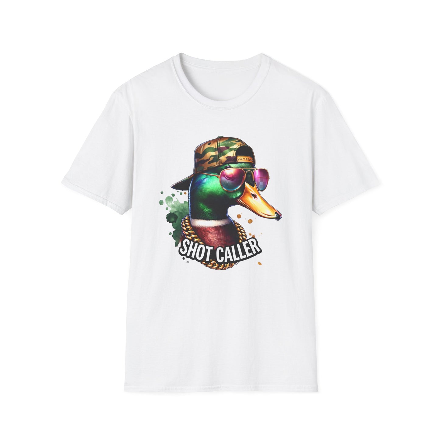 Shot Caller Mallard Duck Camo Hat Unisex Short Sleeve T-Shirt, Front Design