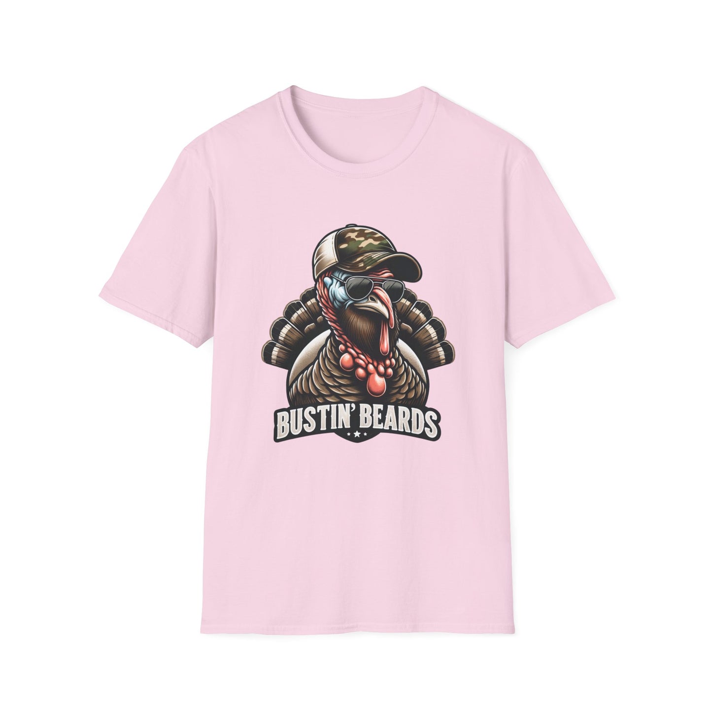 Bustin' Beards Turkey Hunting Unisex Short Sleeve T-Shirt, Front Design