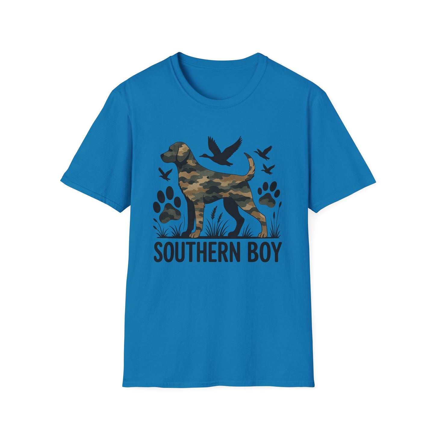 Southern Boy Camouflage Dog Duck Hunting Unisex Short Sleeve T-Shirt, Front Design