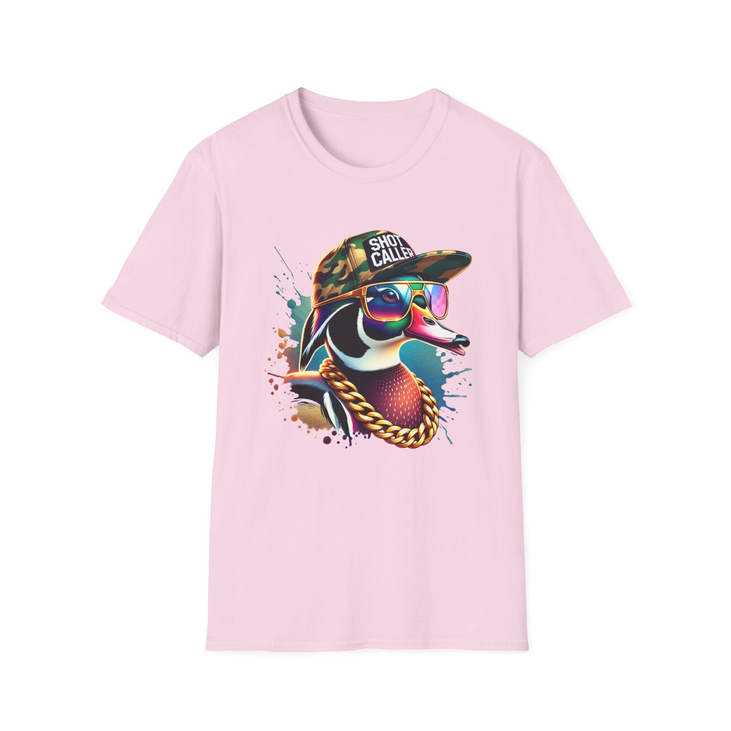 Shot Caller Camo Hat Wood Duck Unisex Short Sleeve T-Shirt, Front Design