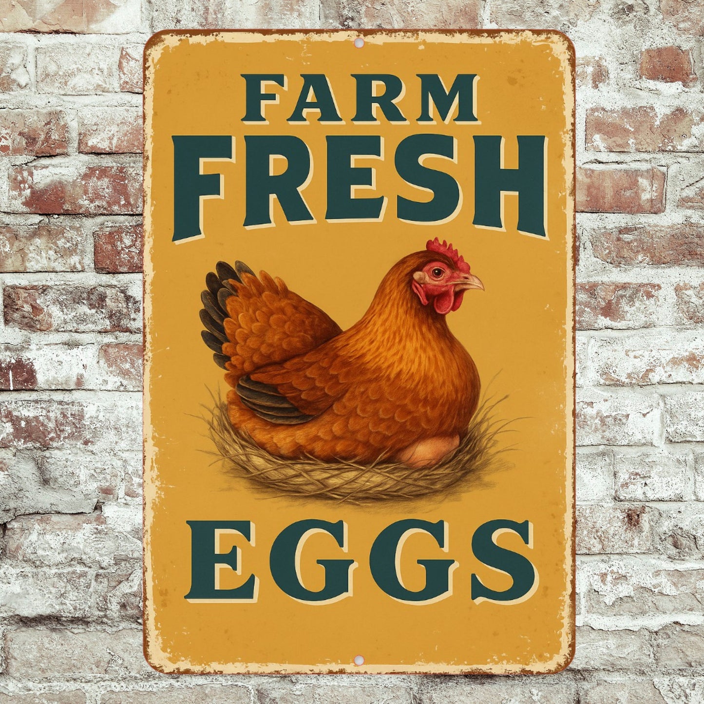 Farm Fresh Eggs Sign, Chicken Coop Sign, 8x12 Aluminum Sign, UV Resistant Outdoor Sign, Door Sign, Farmhouse Decor