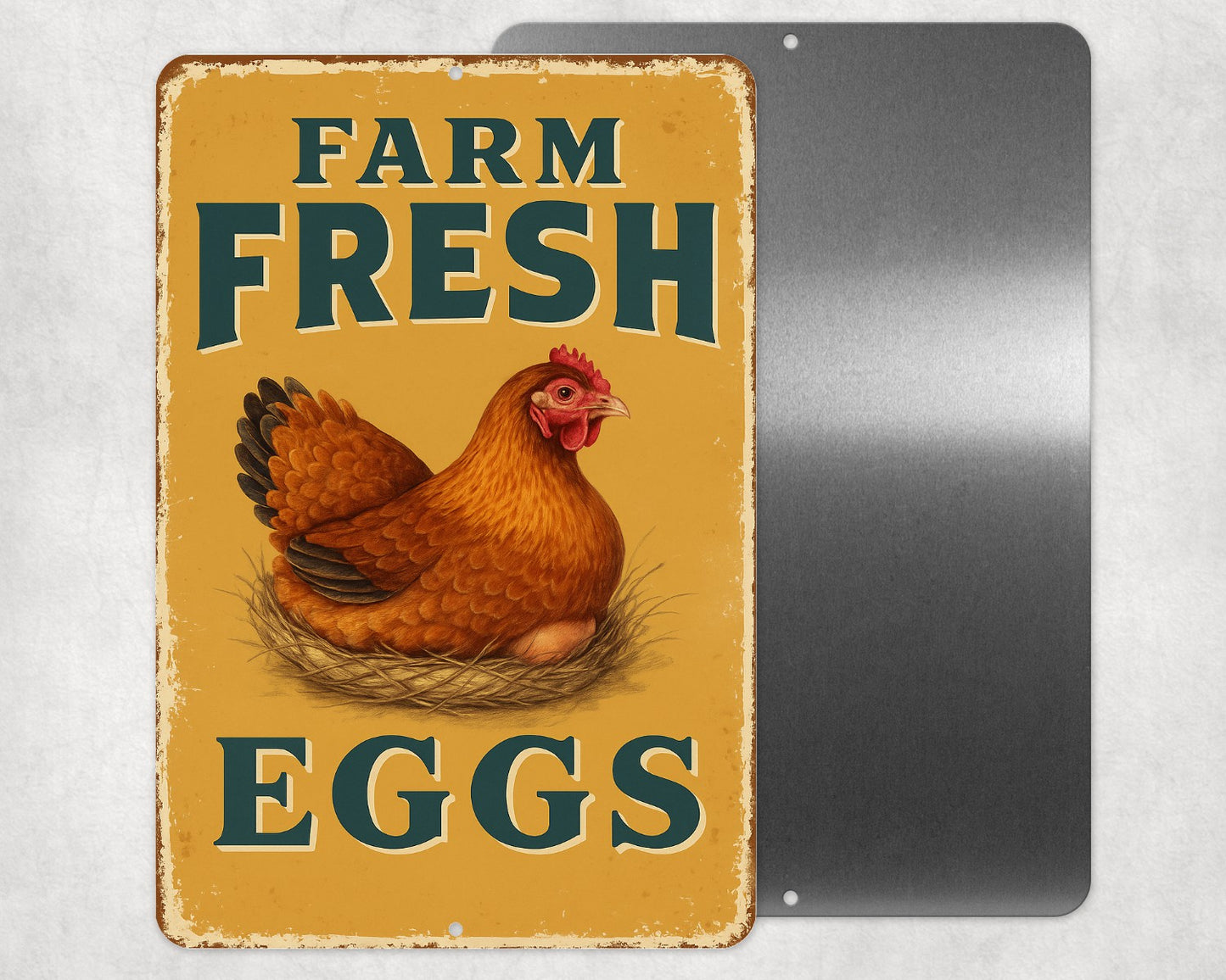 Farm Fresh Eggs Sign, Chicken Coop Sign, 8x12 Aluminum Sign, UV Resistant Outdoor Sign, Door Sign, Farmhouse Decor